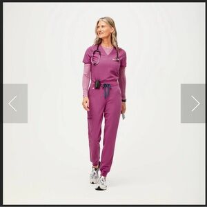 FIGS Zamora and Catarina scrubs in Bright Fuchsia